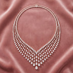 18K Teardrop Halo Diamond Necklace — AI cloth, in-house