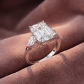 18K Trilogy Radiant-Cut Diamond Ring — AI cloth, in-house