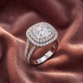 18K Halo Cushion Diamond Engagement Ring — AI cloth, in-house