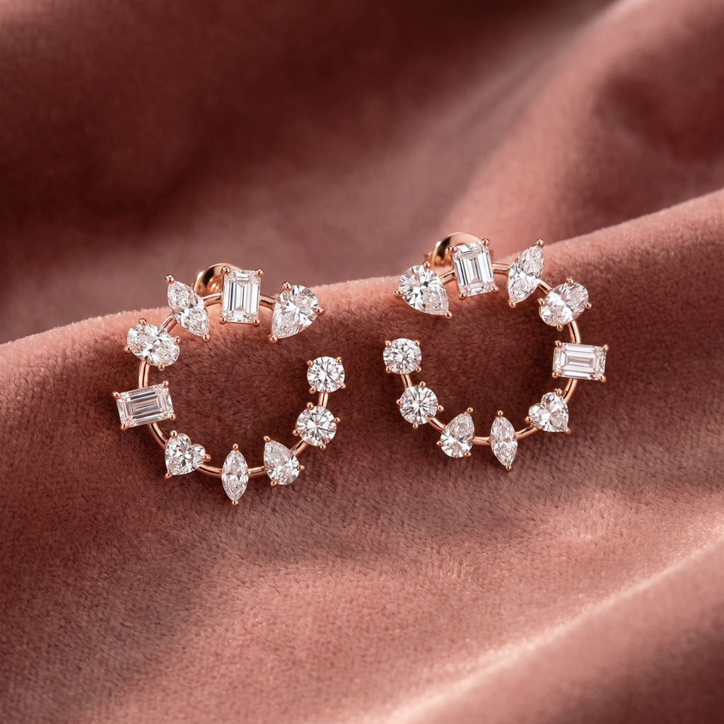18K Mixed Shape Diamond Earrings — AI cloth, in-house