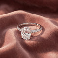 18K Shoulder Set Oval Diamond Engagement Ring — AI cloth, in-house