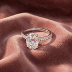 18K Shoulder Set Oval Diamond Engagement Ring — AI cloth, in-house