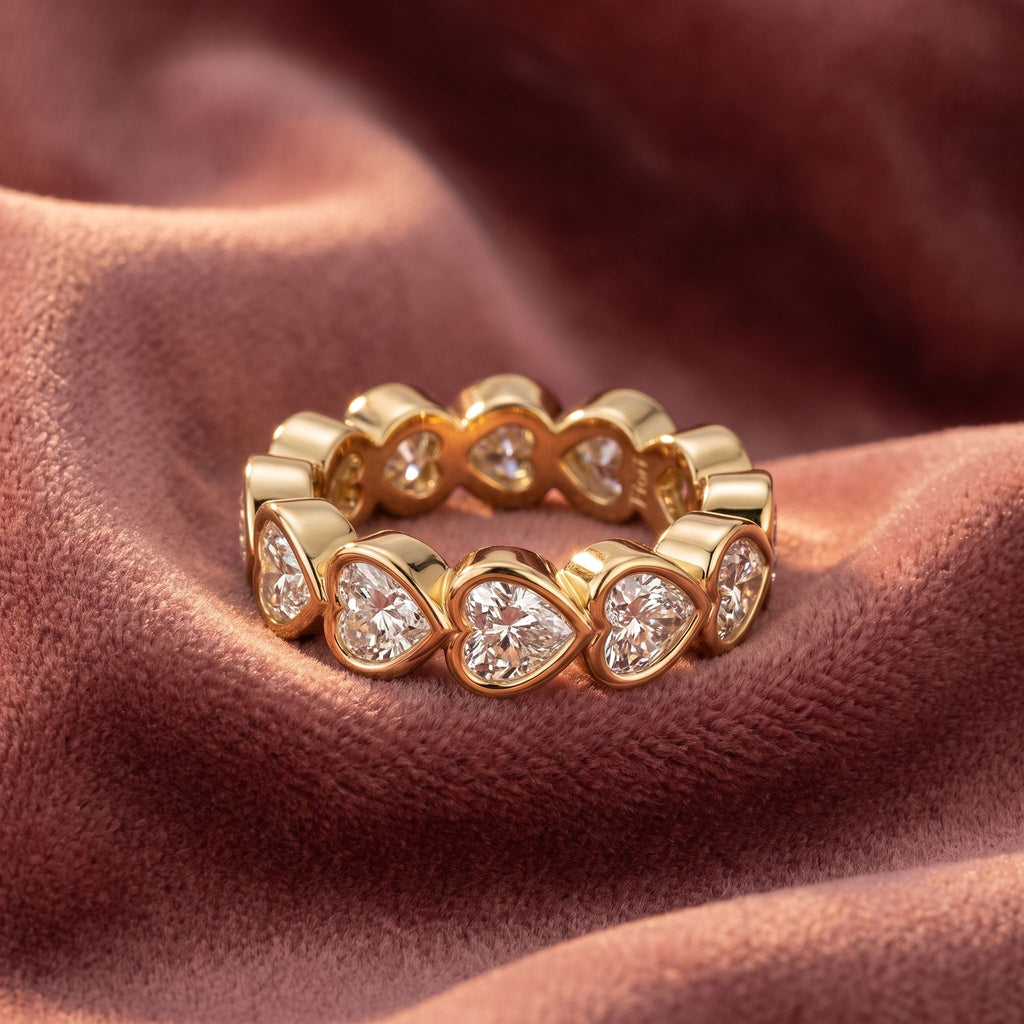 18K Full Eternity Heart Diamond Ring — AI cloth, in-house