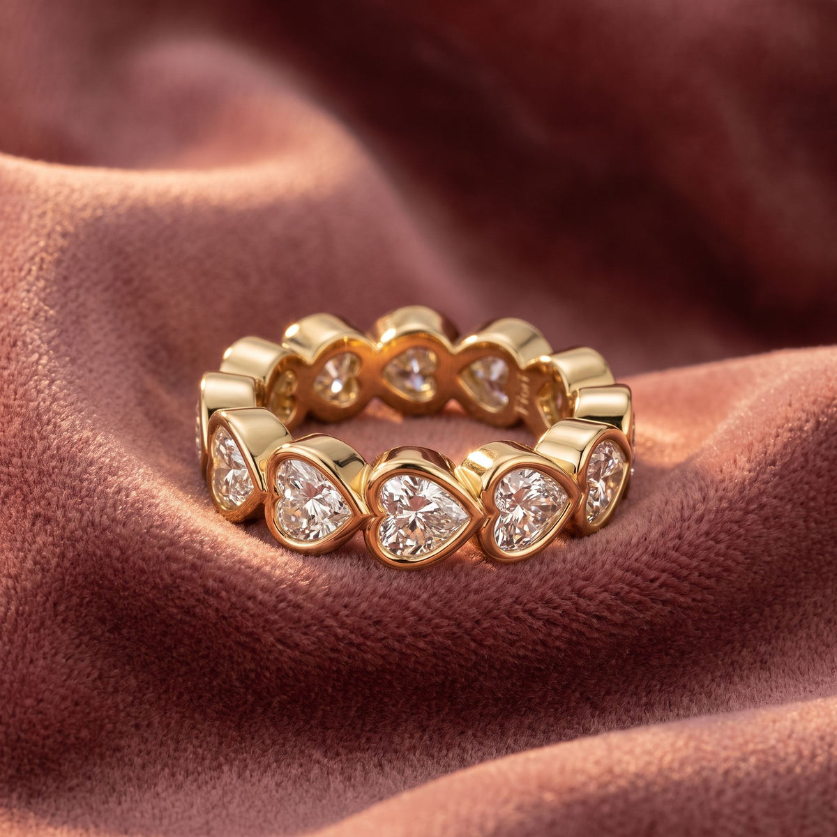 18K Full Eternity Heart Diamond Ring — AI cloth, in-house