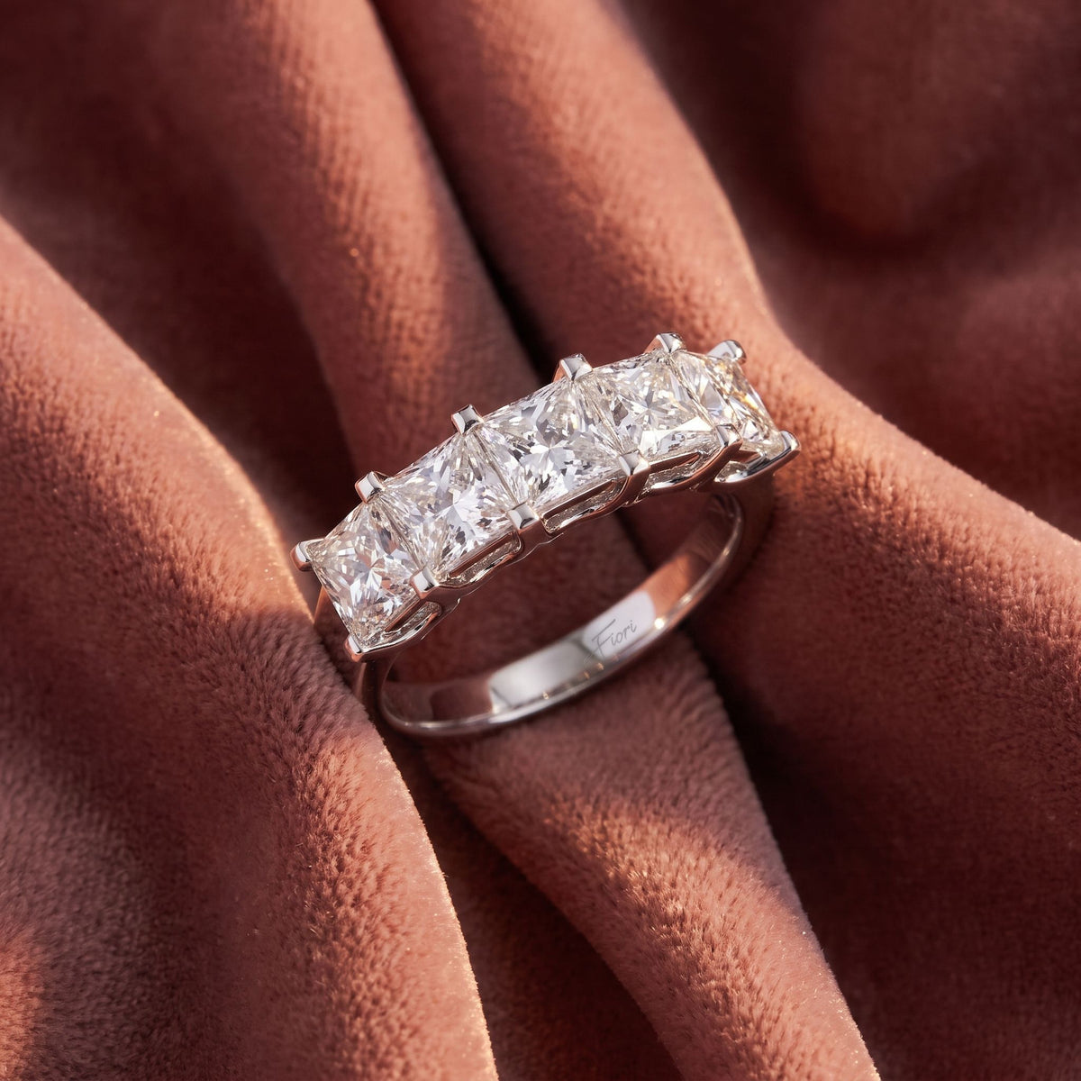 18K Eternity Princess Diamond Ring — AI cloth, in-house