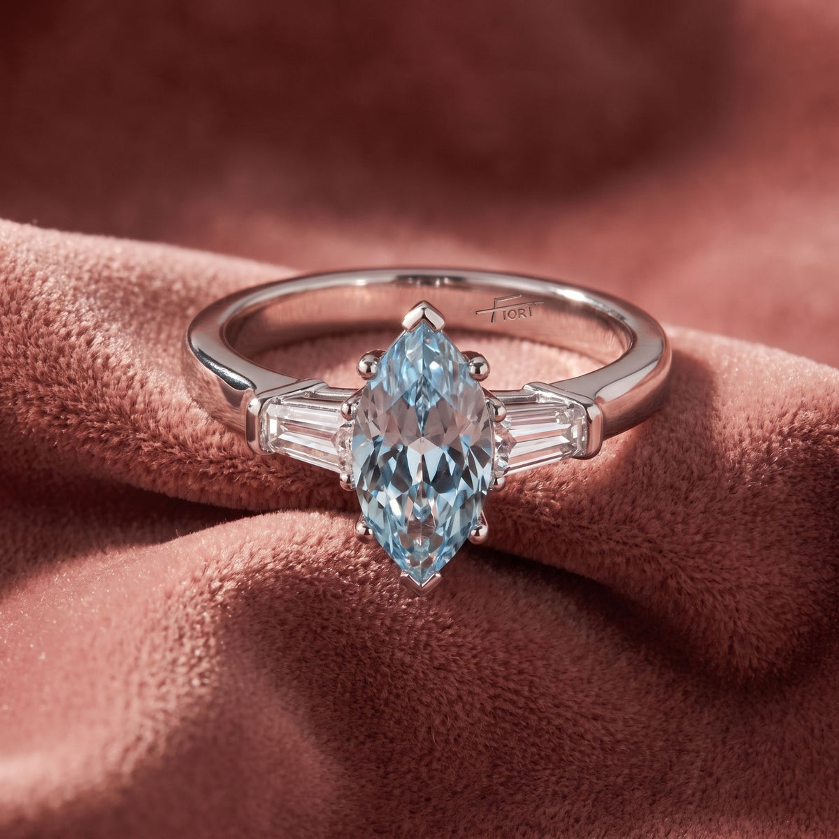 18K Trilogy Marquise Diamond Ring — AI cloth, in-house