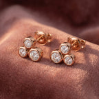 18K Bezel Round Diamond Earrings — AI cloth, in-house