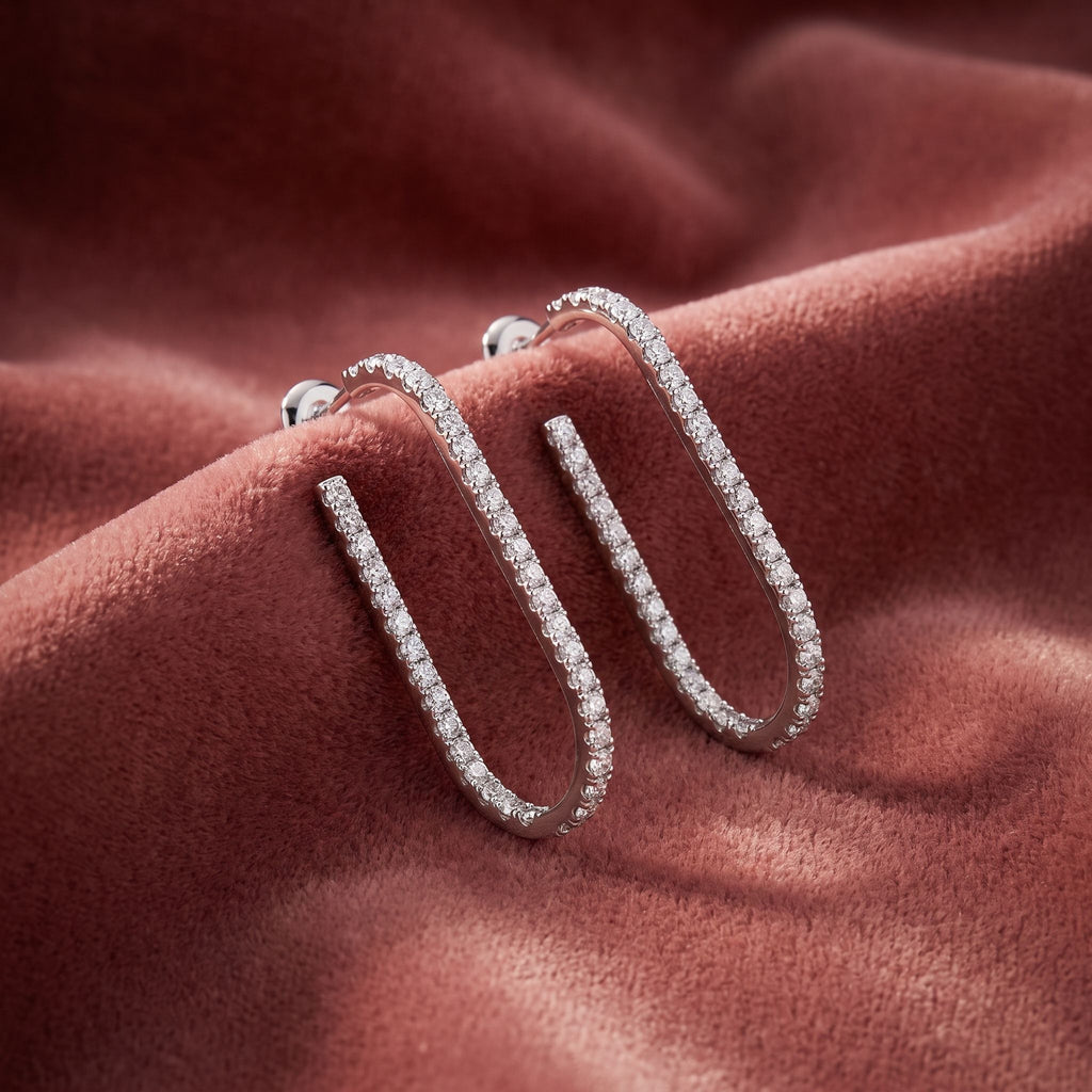 18K Round Drop Bespoke Diamond Earrings — AI cloth, in-house
