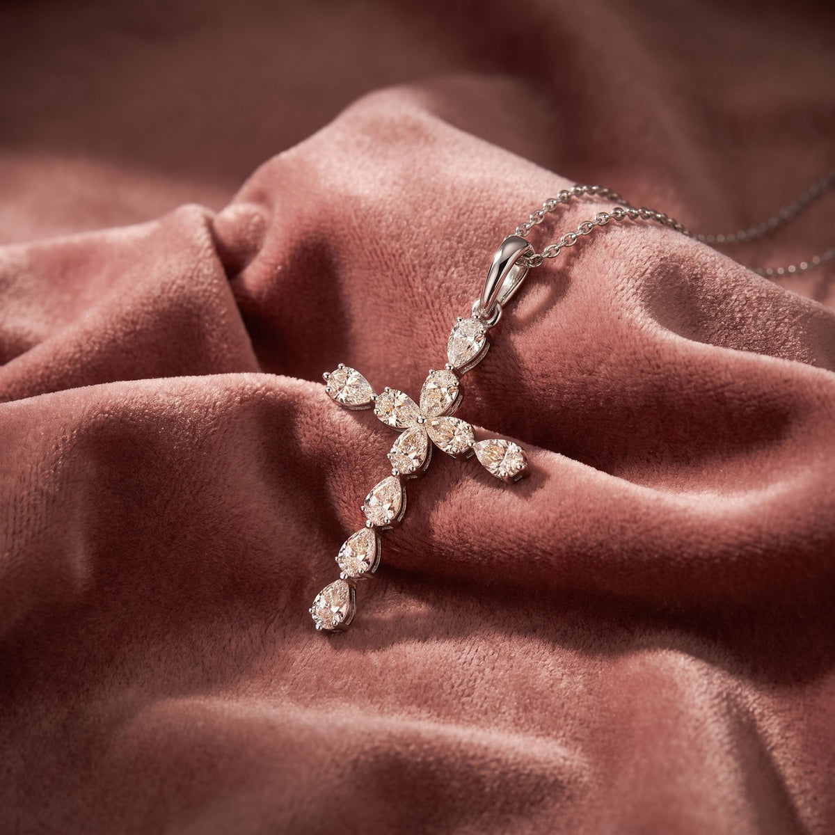 18K Cross Diamond Pendant — AI cloth, in-house