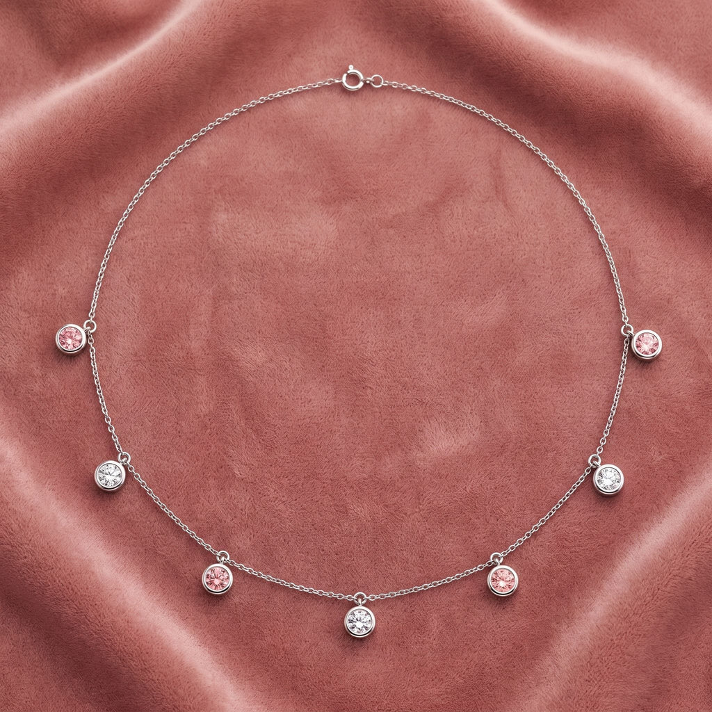 18K Pear Diamond Station Necklace — AI cloth, in-house