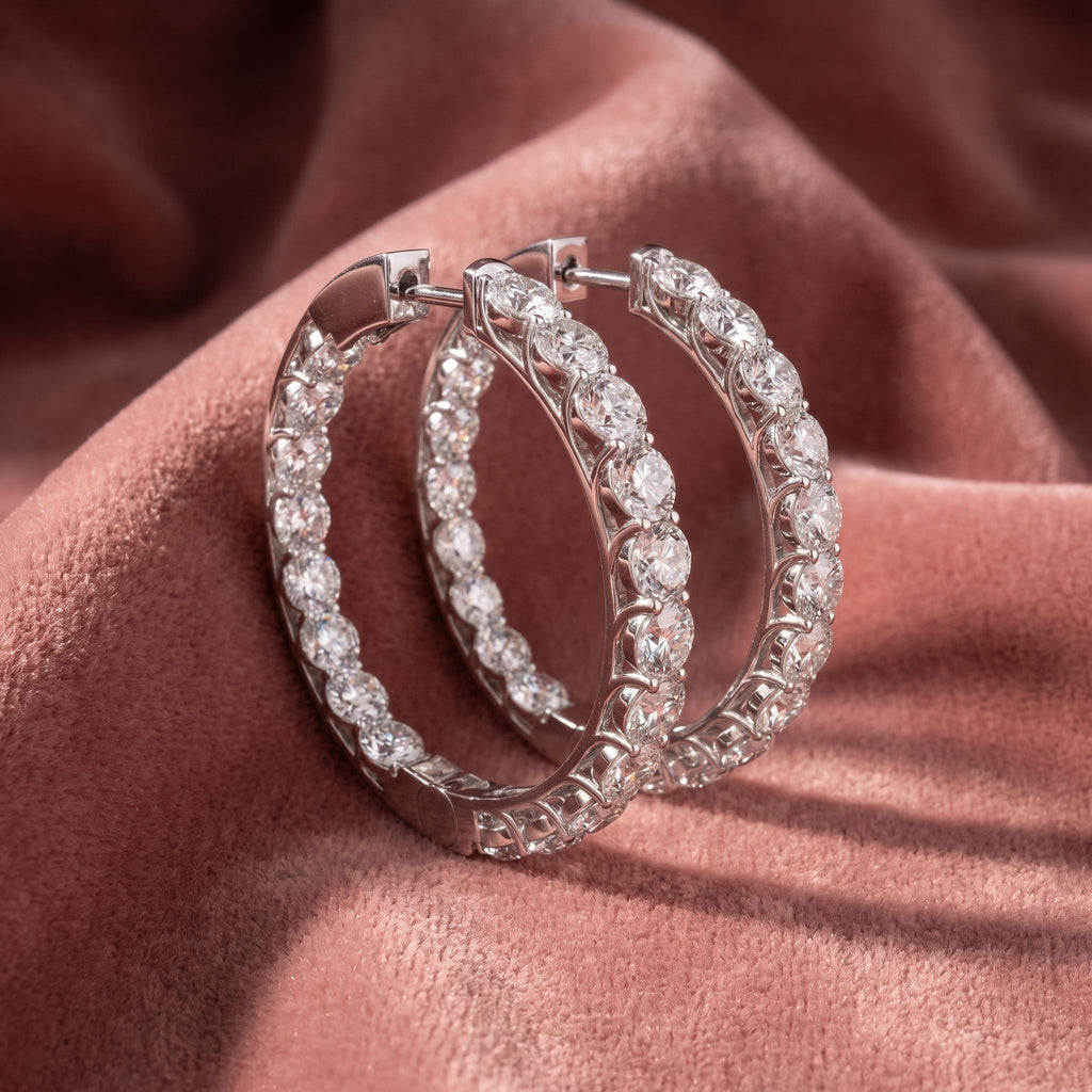 18K Diamond Hoop Earrings — AI cloth, in-house