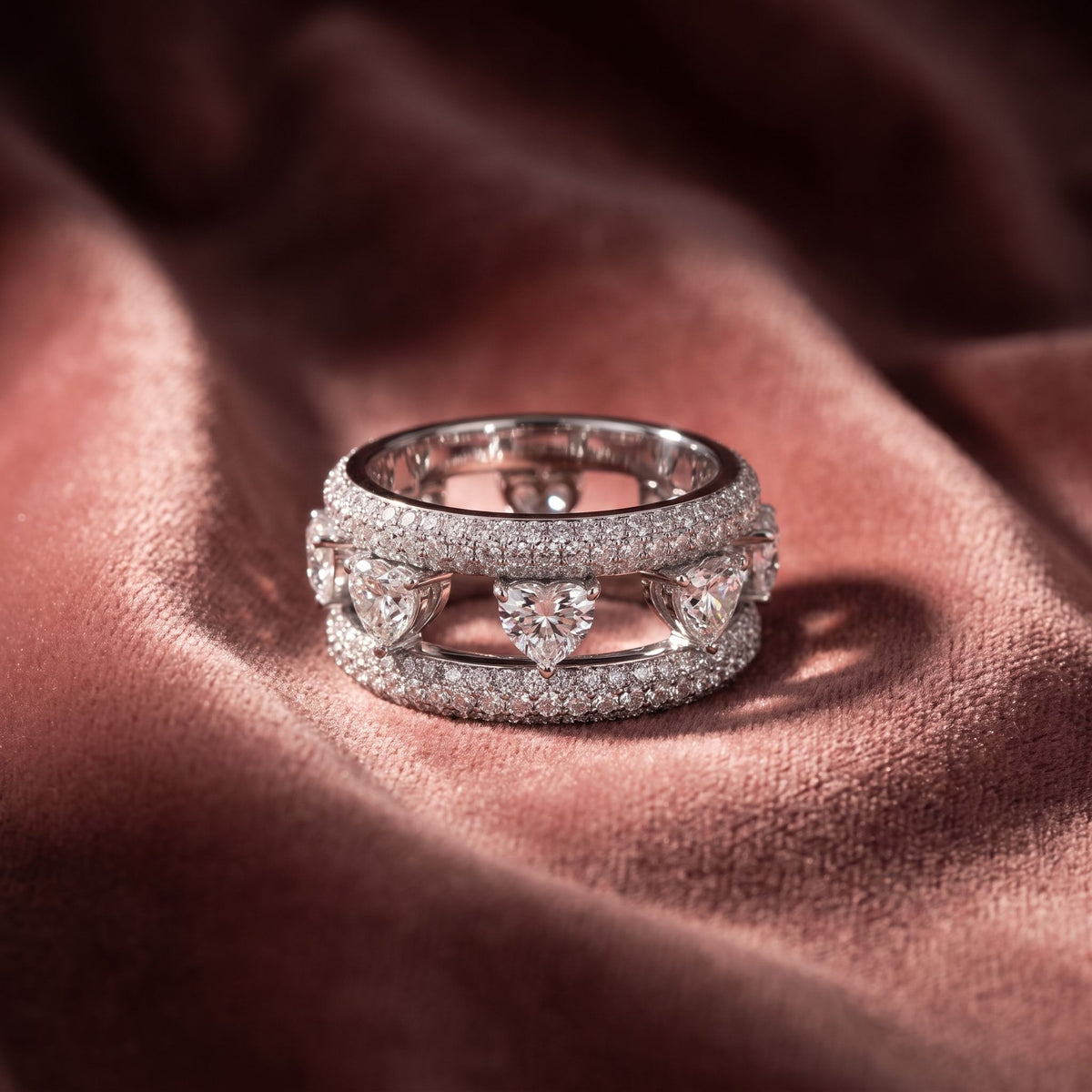 18K Openwork Pave Diamond Ring — AI cloth, in-house