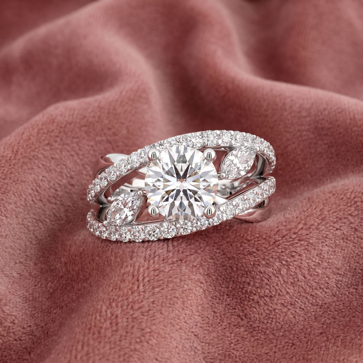 18K Bespoke Round Diamond Ring — AI cloth, in-house