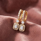 18K Halo Round Diamond Drop Earrings — AI cloth, in-house