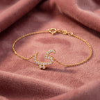 18K Arabic Alphabet Diamond Bracelet — AI cloth, in-house