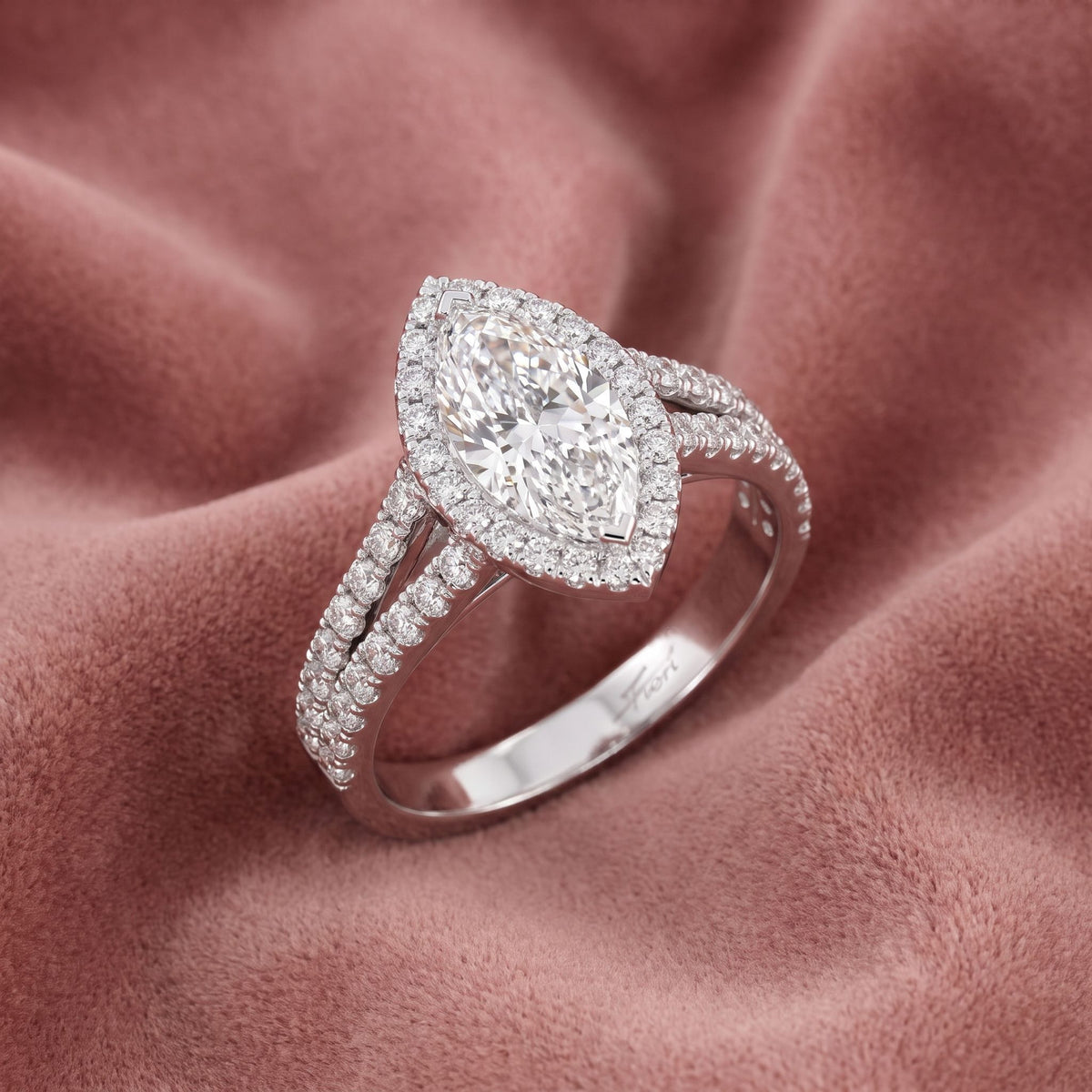 18K Halo Marquise Diamond Engagement Ring — AI cloth, in-house