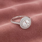 18K Halo Solitaire Round Diamond Engagement Ring — AI cloth, in-house