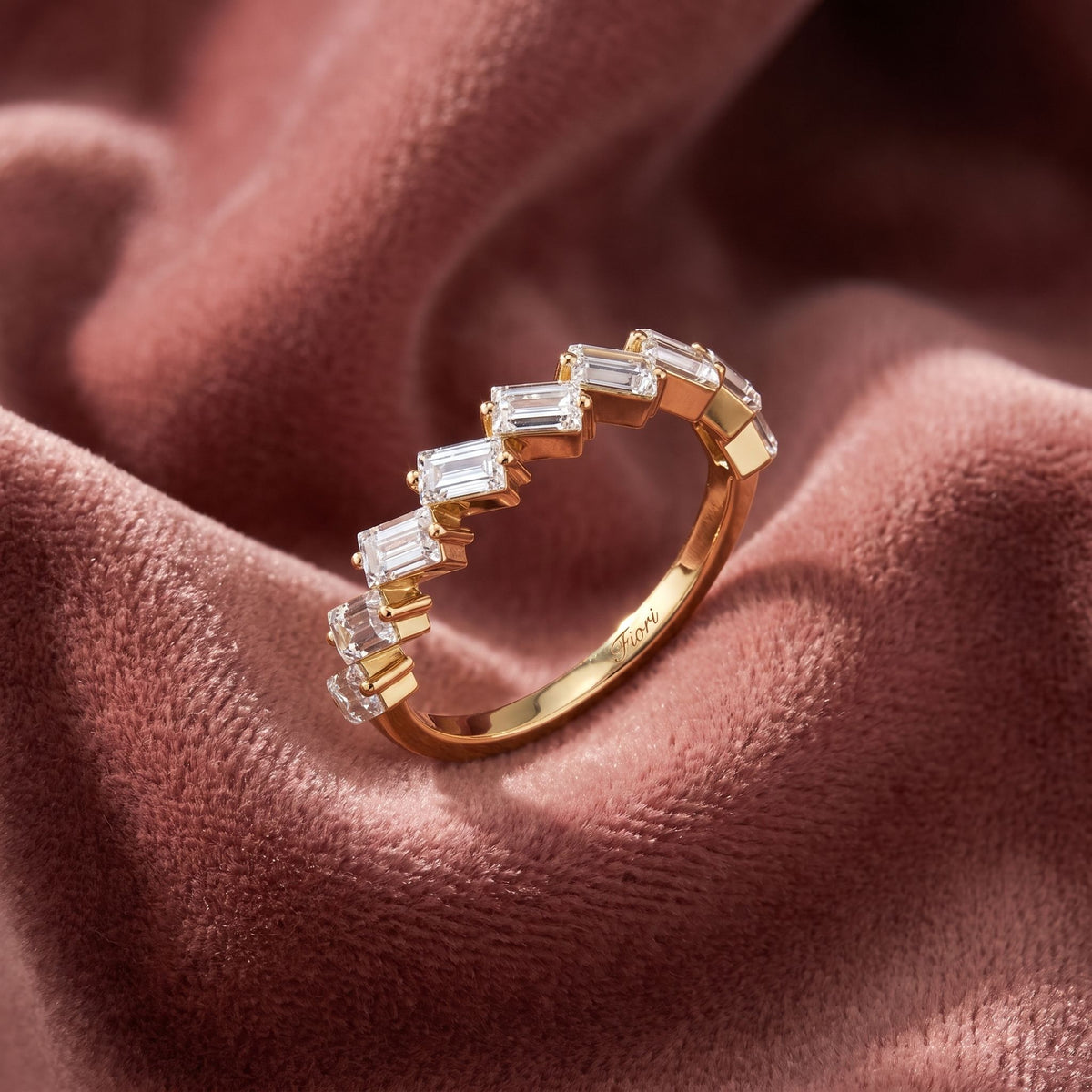 18K Baguette Eternity Diamond Ring — AI cloth, in-house