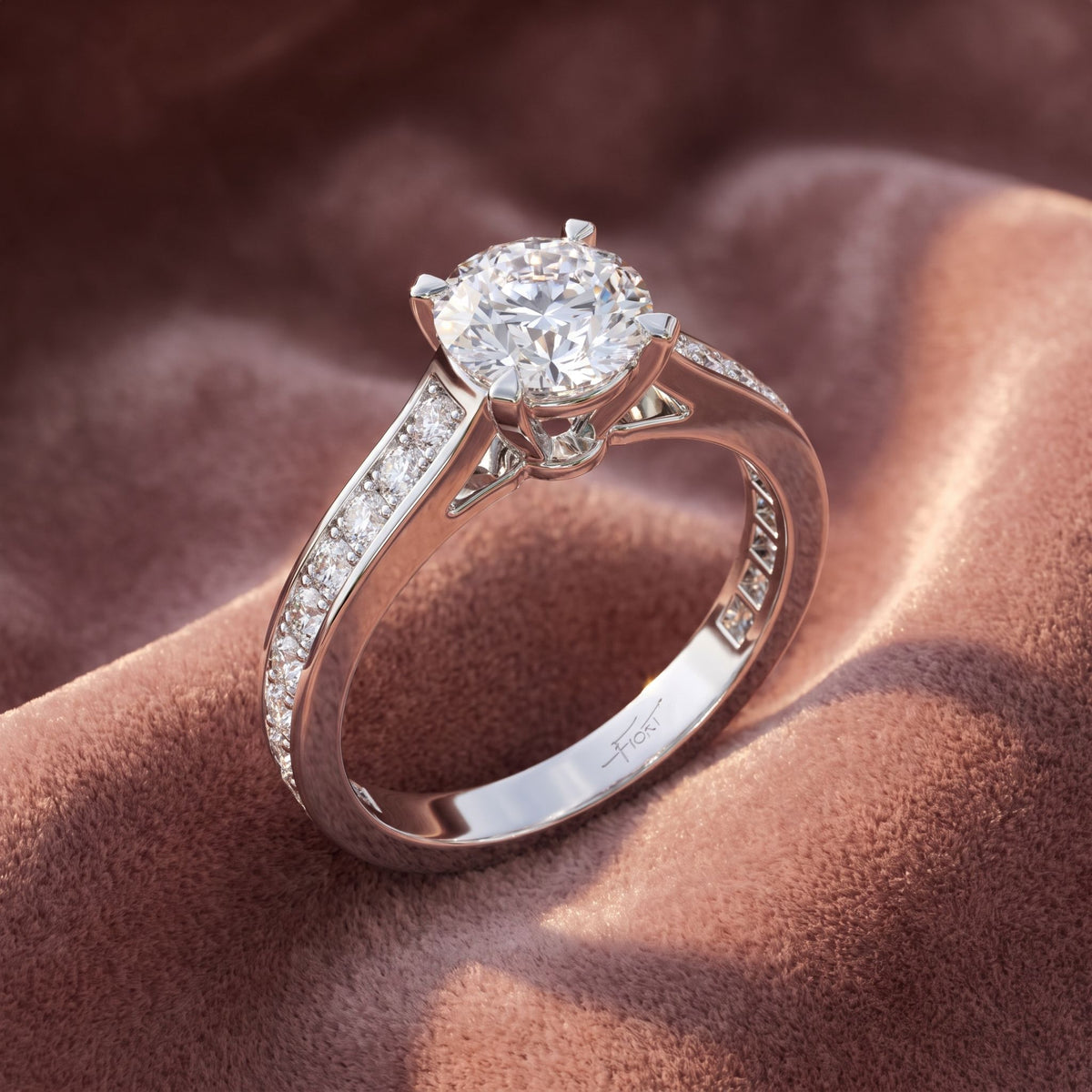 18K Round Solitaire Diamond Ring — AI cloth, in-house