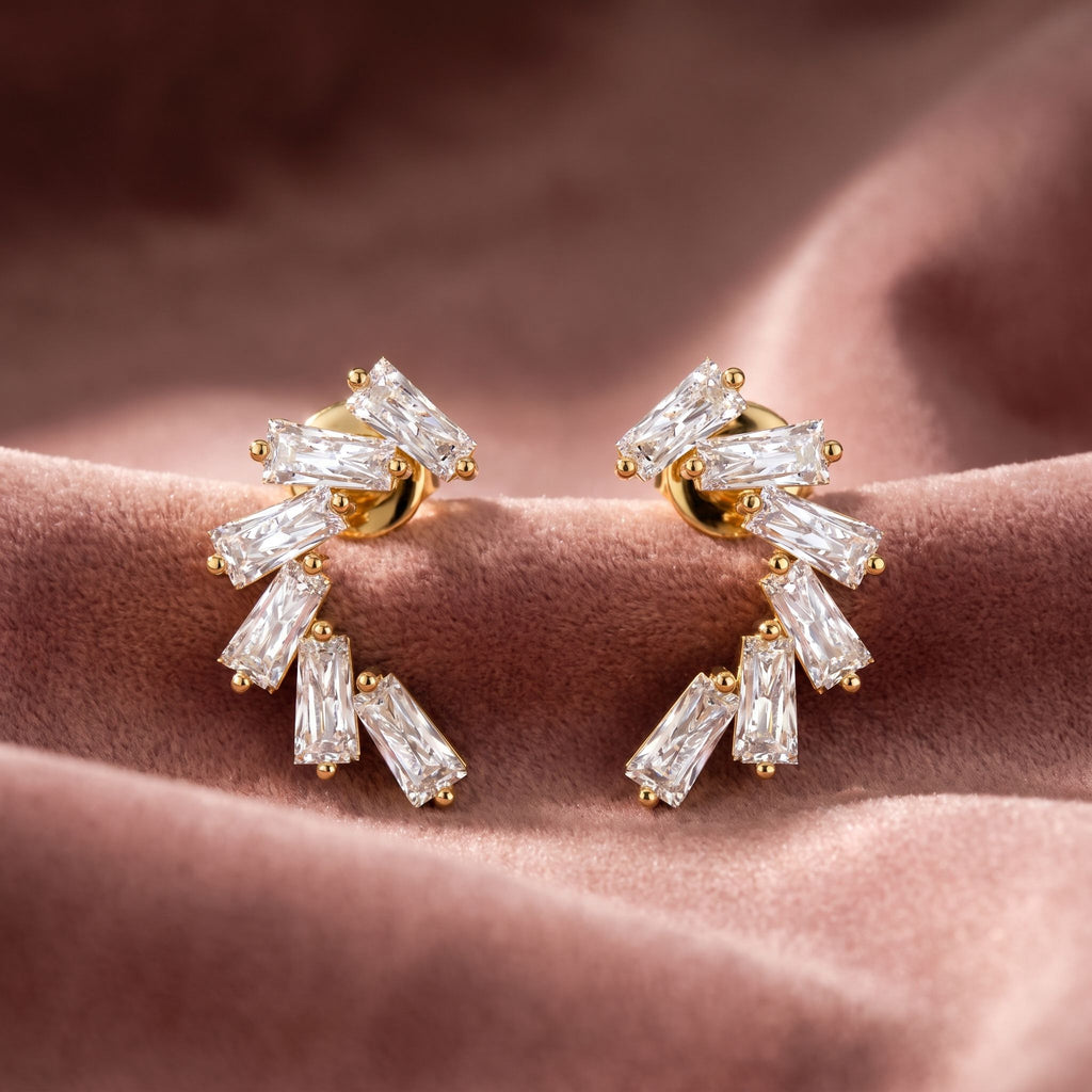 18K Mixed Cut Bespoke Diamond Earrings — AI cloth, in-house