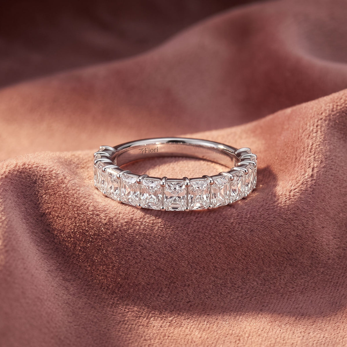 14K Eternity Radiant Diamond Ring — AI cloth, in-house