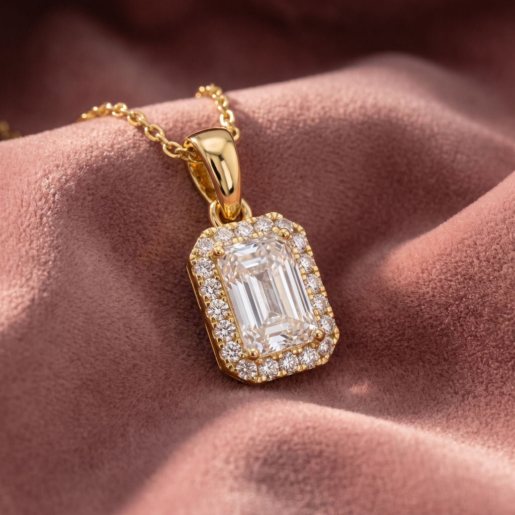 18K Halo Pink Diamond Pendant — AI cloth, in-house