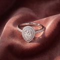 18K Halo Pear Diamond Ring — AI cloth, in-house
