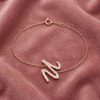 18K Alphabet Round Diamond Bracelet — AI cloth, in-house