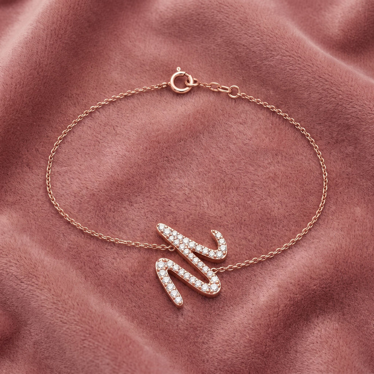 18K Alphabet Round Diamond Bracelet — AI cloth, in-house