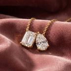 18K Emerald Cut Diamond Pendant — AI cloth, in-house