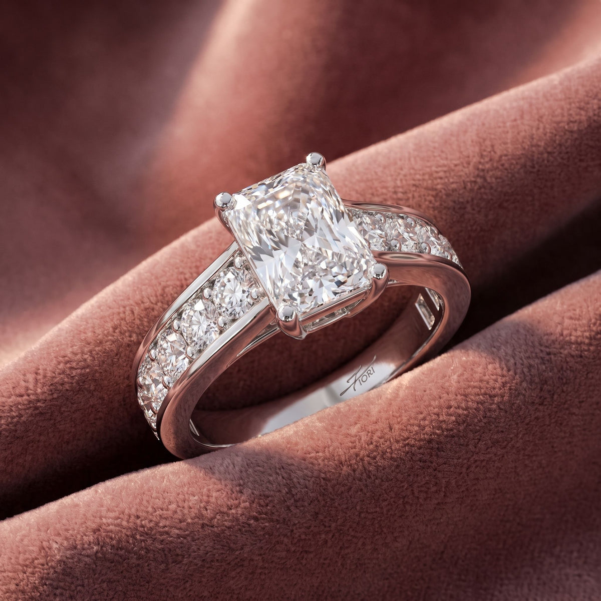 18K Solitaire Emerald Diamond Engagement Ring — AI cloth, in-house