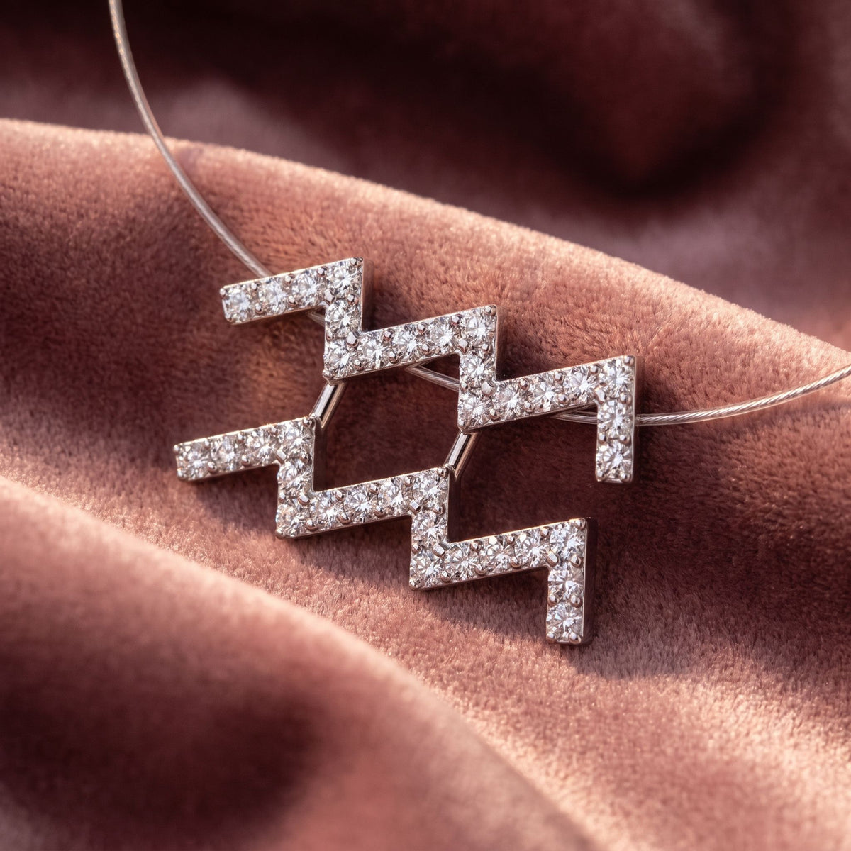 18K Zodiac Diamond Pendant — AI cloth, in-house
