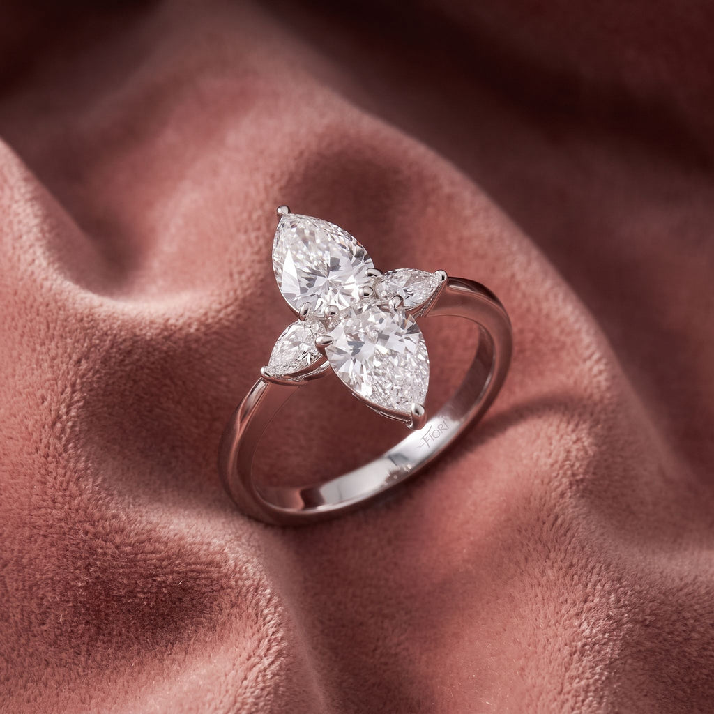 18K Pear Cluster Diamond Ring — AI cloth, in-house