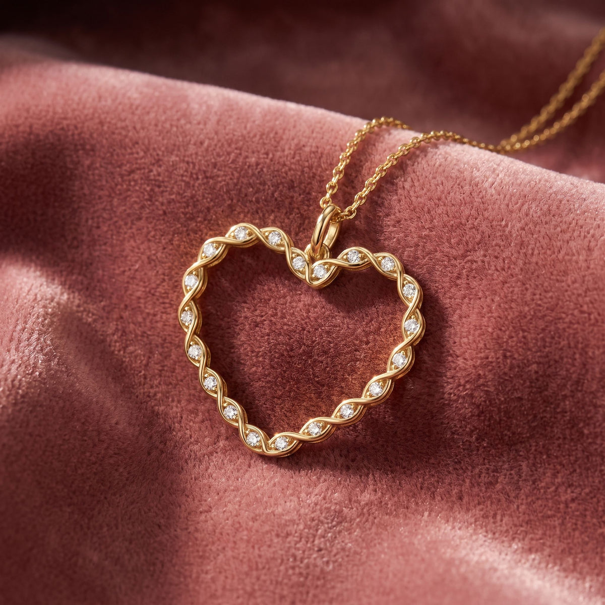 18K Heart Round Diamond Pendant — AI cloth, in-house