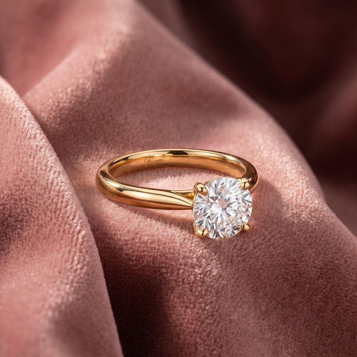 18K Round Diamond Solitaire Engagement Ring — AI cloth, in-house