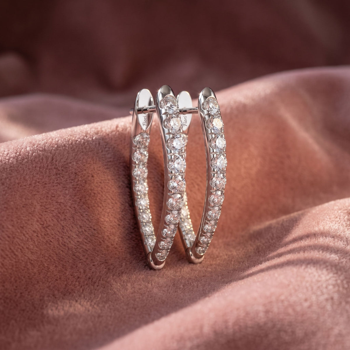 18K Pave Diamond Hoop Earrings — AI cloth, in-house
