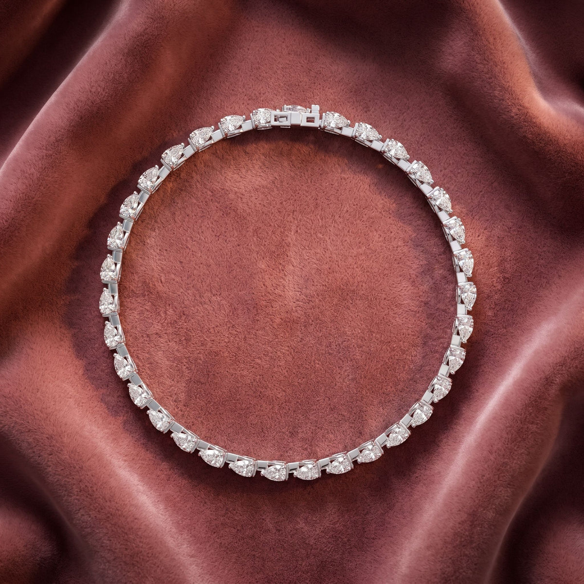 18K Tennis Pear Diamond Bracelet — AI cloth, in-house
