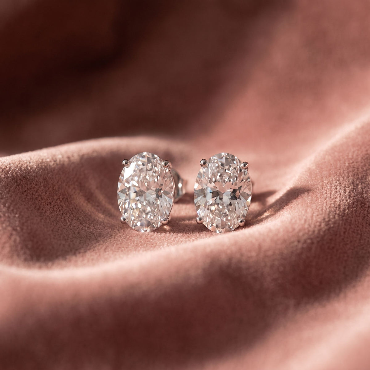 18K Oval Halo Diamond Earrings — AI cloth, in-house