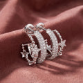 18K Crescent Moon and Stars Diamond Earrings — AI cloth, in-house