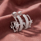 18K Crescent Moon and Stars Diamond Earrings — AI cloth, in-house