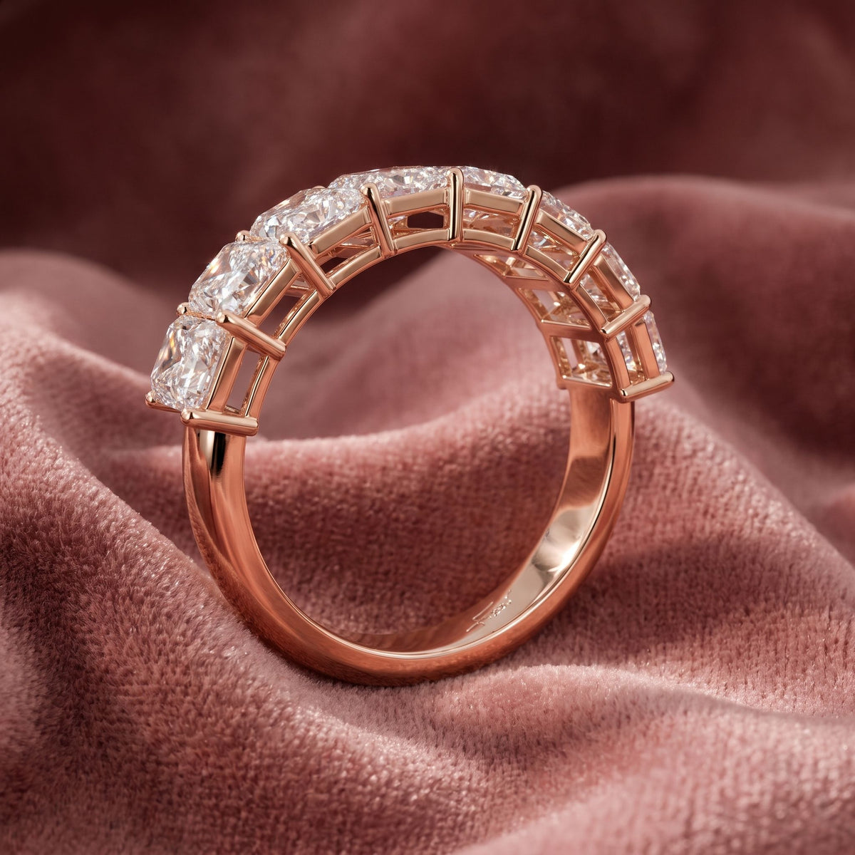 18K Eternity Emerald Diamond Ring — AI cloth, in-house