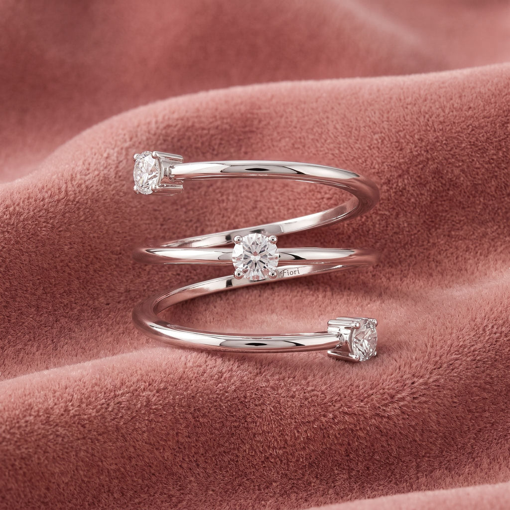 18K Bespoke Round Diamond Spiral Ring — AI cloth, in-house