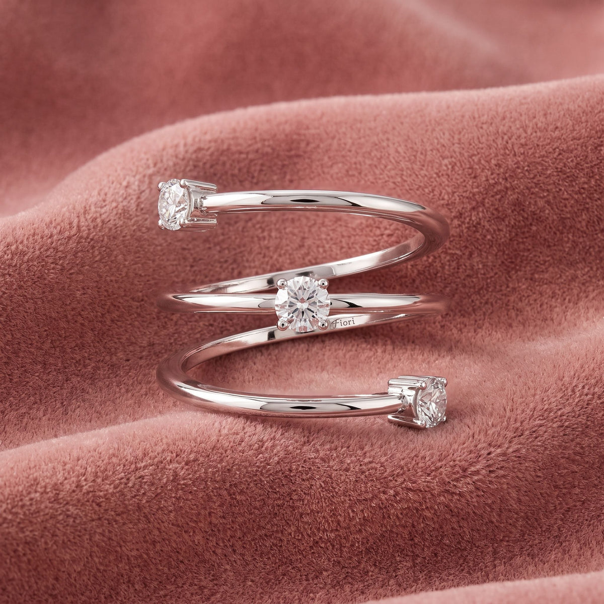 18K Bespoke Round Diamond Spiral Ring — AI cloth, in-house