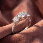 18K Trilogy Round Diamond Engagement Ring — AI cloth, in-house