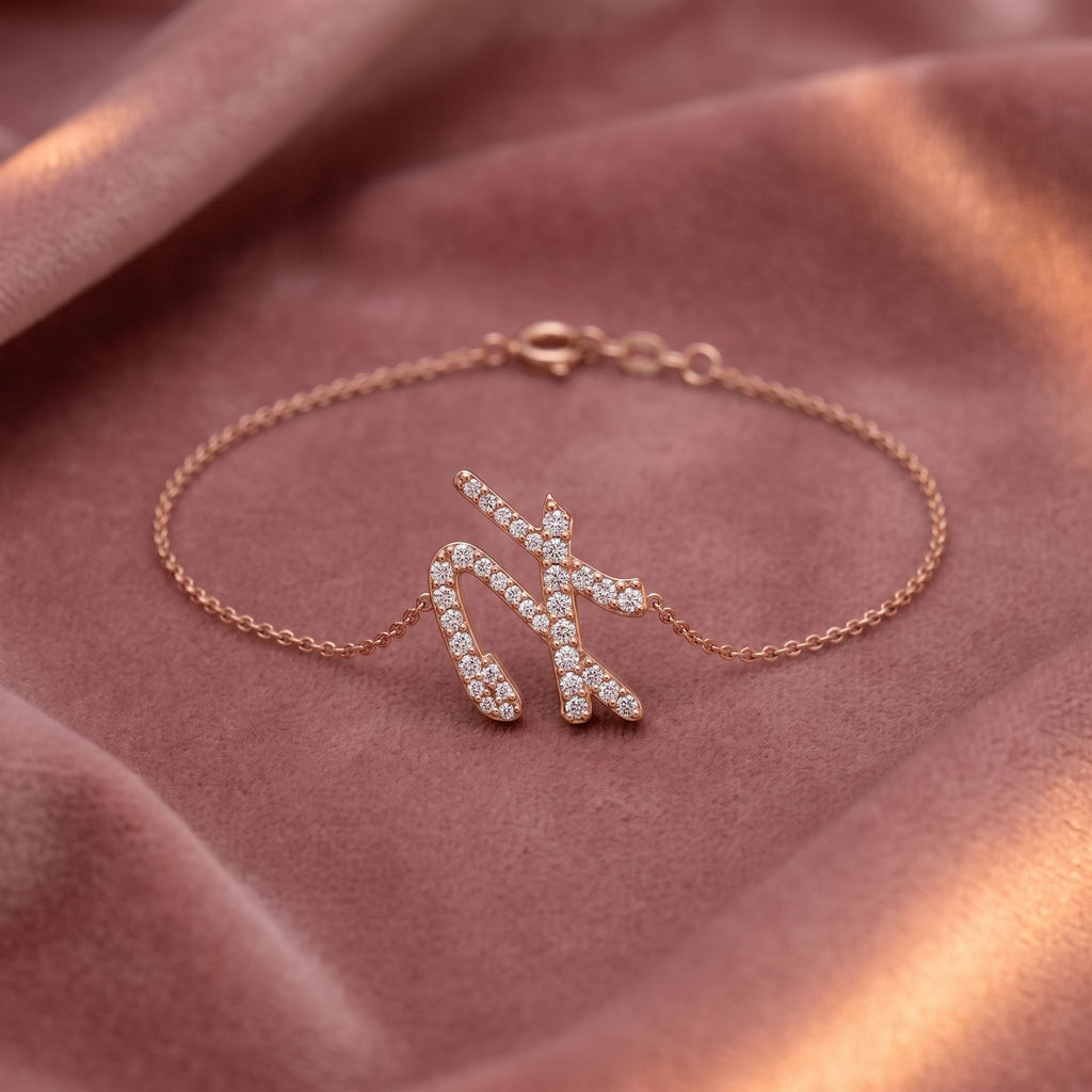 18K Alphabet Diamond Bracelet — AI cloth, in-house