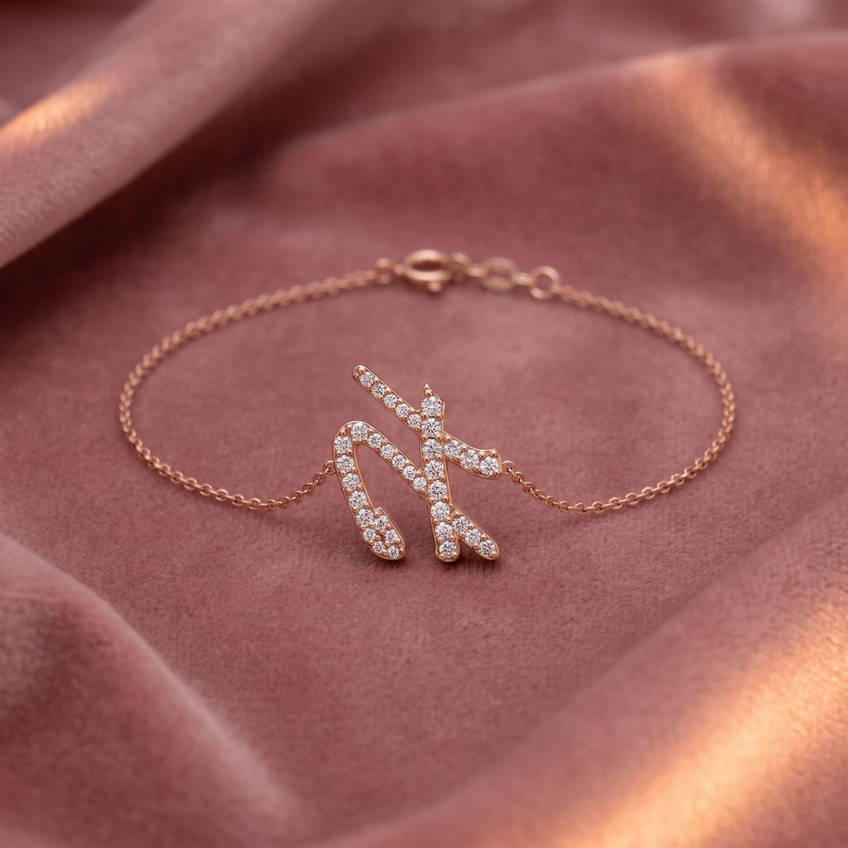 18K Alphabet Diamond Bracelet — AI cloth, in-house