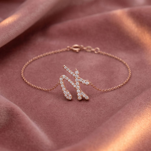18K Alphabet Diamond Bracelet — AI cloth, in-house