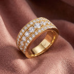 18K Eternity Round Diamond Multi-Row Ring — AI cloth, in-house