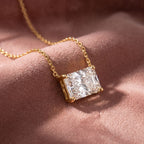 18K Radiant Solitaire Diamond Pendant — AI cloth, in-house