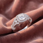 18K Bespoke Cushion Halo Diamond Ring — AI cloth, in-house